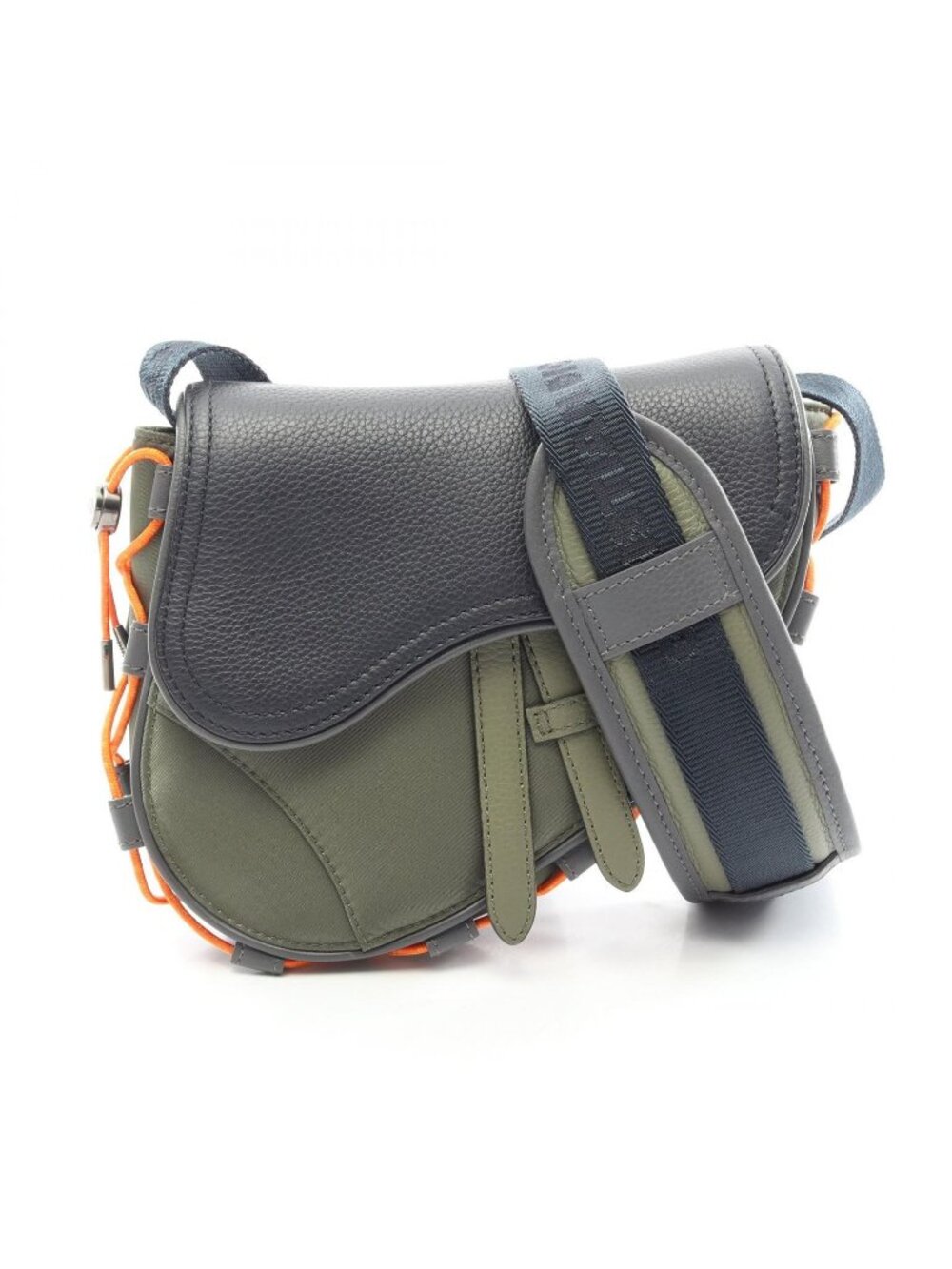 Dior Shoulder Bag Sacai Black Khaki Orange Nylon Leather x Mini